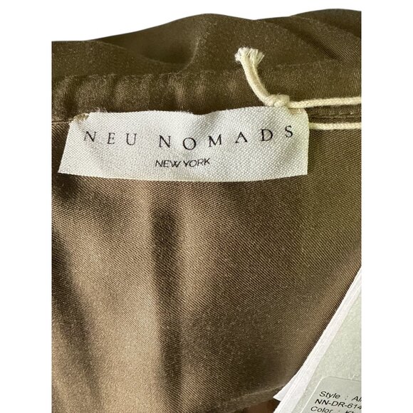 Neu Nomads Alka Dress Khaki Vegan Tencel Modal Long Sleeve Tiered Midi Small NWT - Picture 4 of 7